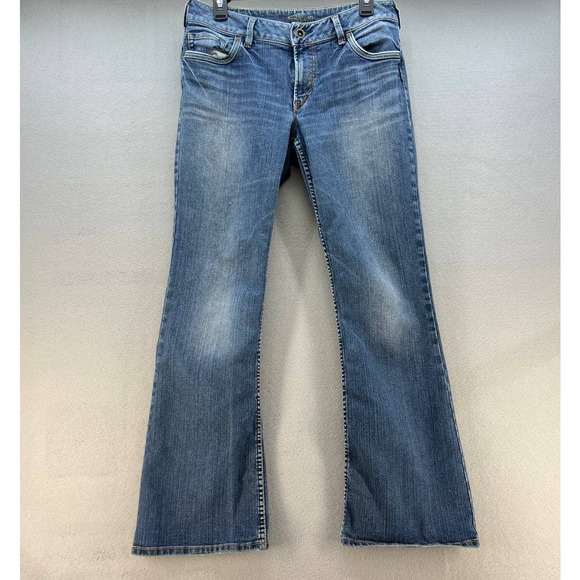 Silver Denim - Silver Jean Co. Women's Suki Flare Jeans Size 32x32  Blue Embroidered Pockets